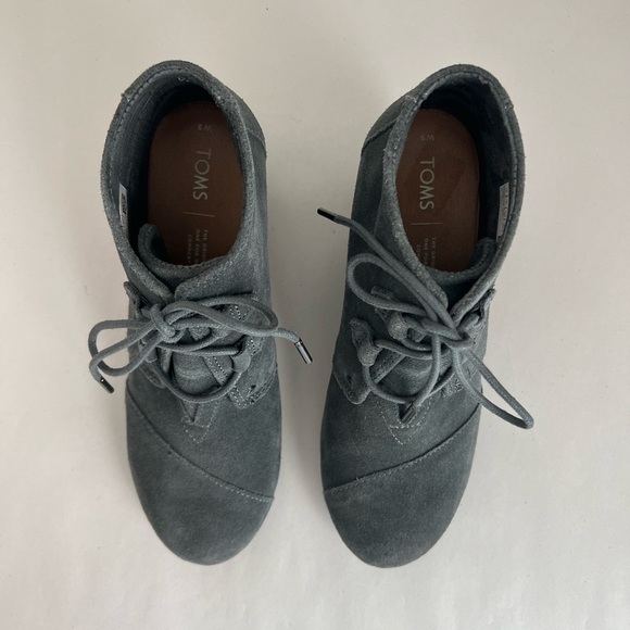 Toms Womens Kala Ankle Boots Booties Gray Wedge Heel Cap Toe Lace Up size 9 - Picture 3 of 11